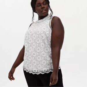 Torrid White Lace Mock Neck Tank size 2X